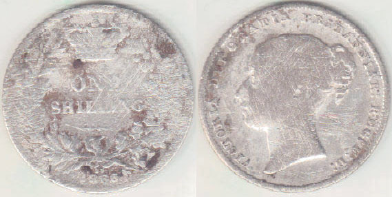 1866 Great Britain silver Shilling (die 23) A000718